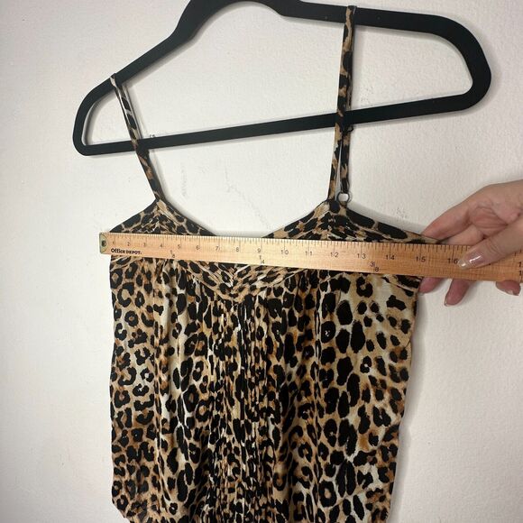 Express Cheetah Print Cami Top Front Bodice Ruched Elastic Waist Hem Small - Picture 9 of 10